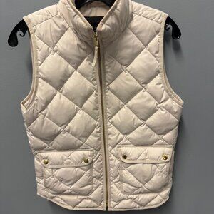 J Crew Cream Excursion Quilted Down Full Zip Puffer Vest Size XS